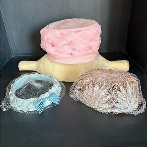 Elegant Vintage  Pink and Blue Women's Hat Set